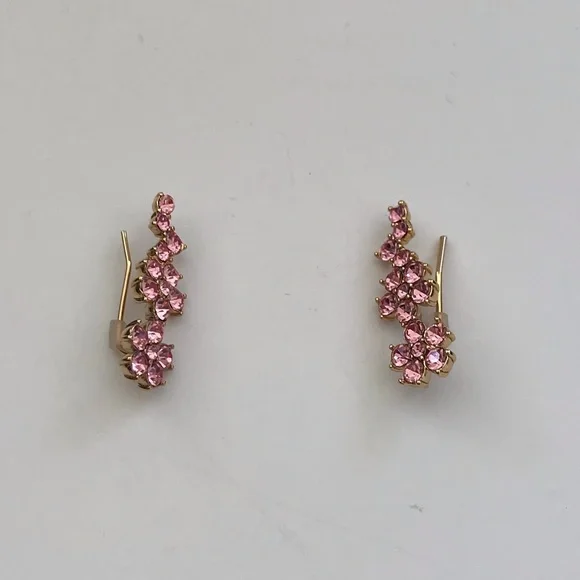 Nwt Kate Spade NY Pink Floral Pierced Crawler Earrings - Picture 6 of 8